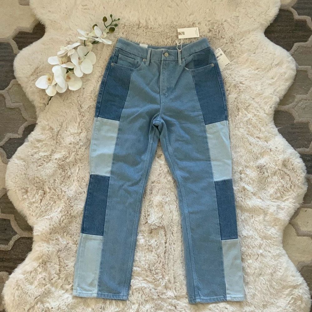 Good American Good Icon Patchwork Ankle Jeans Size 8/29 - Picture 2 of 9